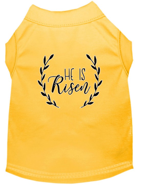 He Is Risen Screen Print Dog Shirt Yellow Med